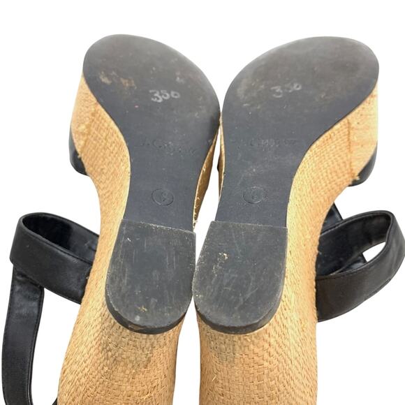 J Crew Womens Open Toe Black Wedge Platform Sandals Shoes Heels Slingback sz 6 - Picture 13 of 16